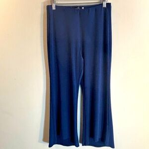 Sympli Sz 8 Blue Wide Leg Cropped Pull On Pants Slinky Hi Low Hem